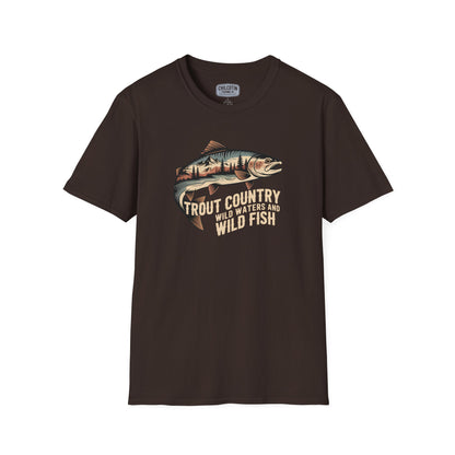 Trout Country Wild Water Wild Fishing T-Shirt | Rugged Outdoor Fishing Tee for Anglers