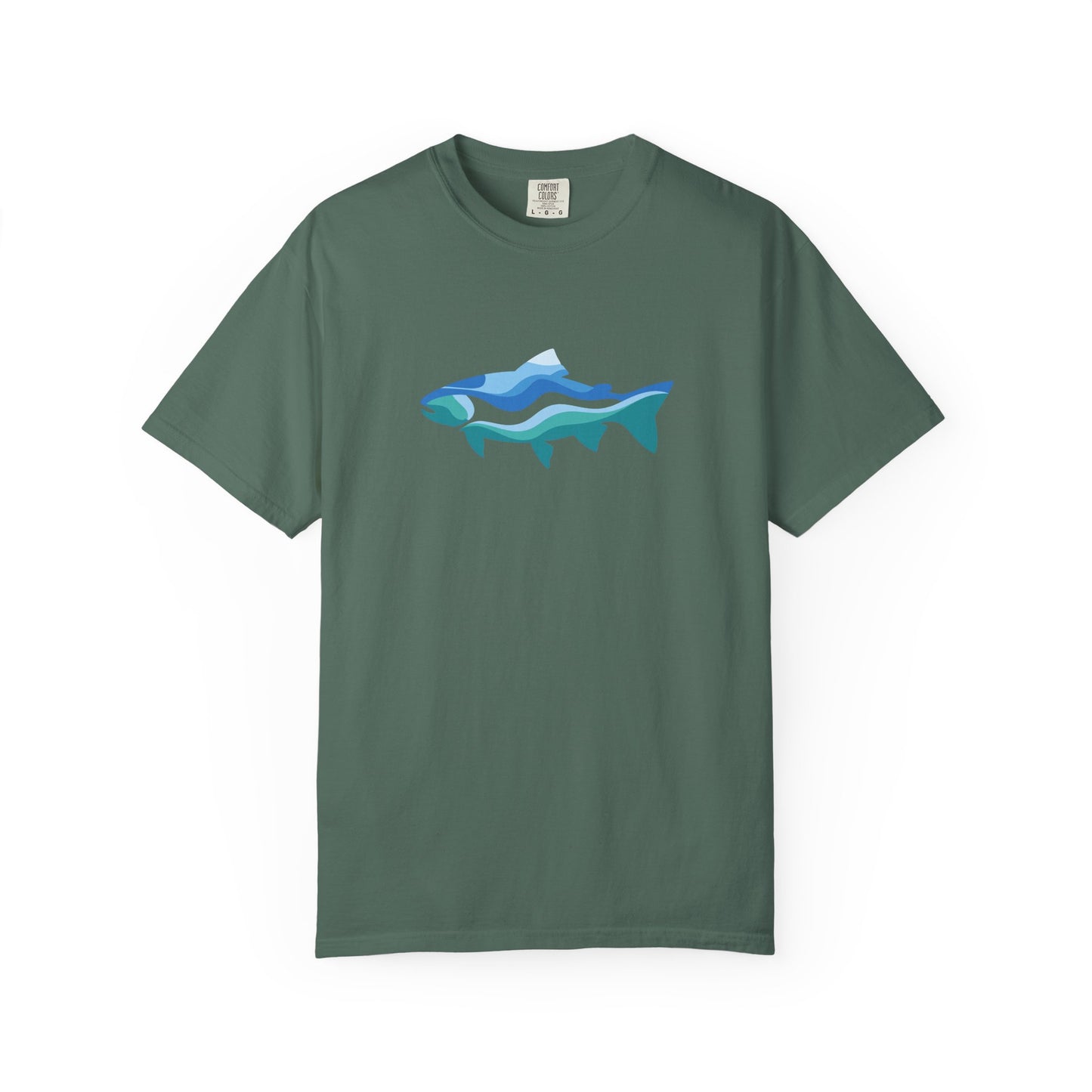 Ocean Wave Fish T-Shirt — Abstract Blue Fish Graphic Tee