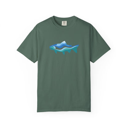 Ocean Wave Fish T-Shirt — Abstract Blue Fish Graphic Tee
