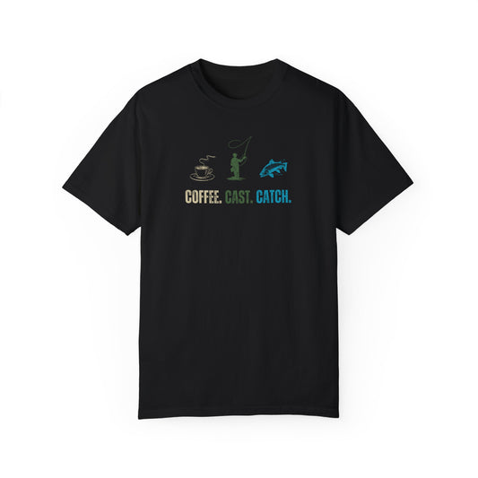 Coffee Cast Catch Fishing T-Shirt