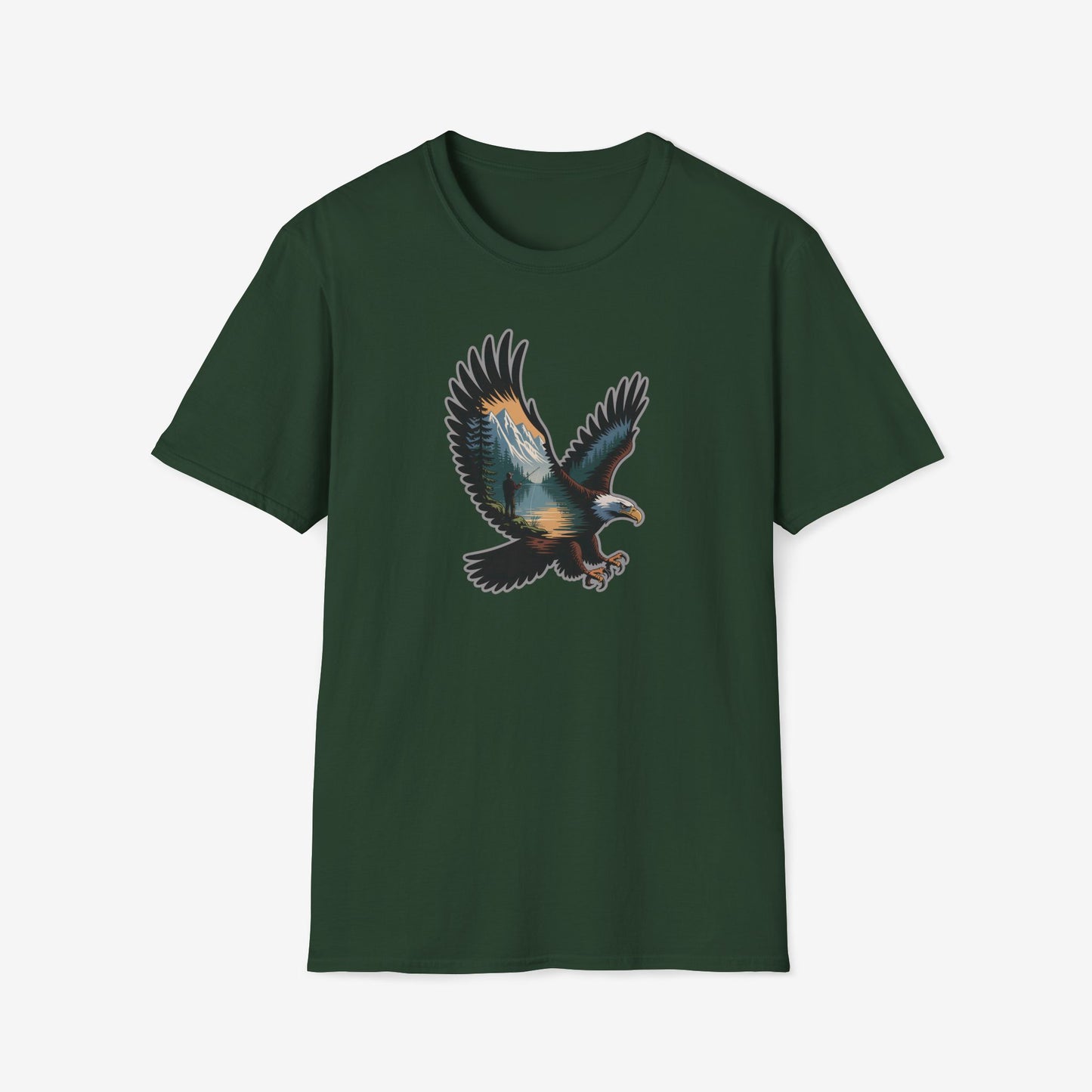 Eagle Trout Hunter Graphic Tee, Fishing Shirt, Unisex Softstyle T-Shirt, Gift for Anglers, Fishing Enthusiast Apparel