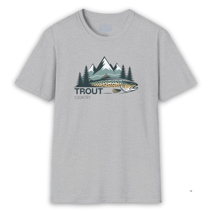 Brown Trout Country Wild Water Wild Fish T-Shirt | Rugged Outdoor Fishing Tee for Anglers
