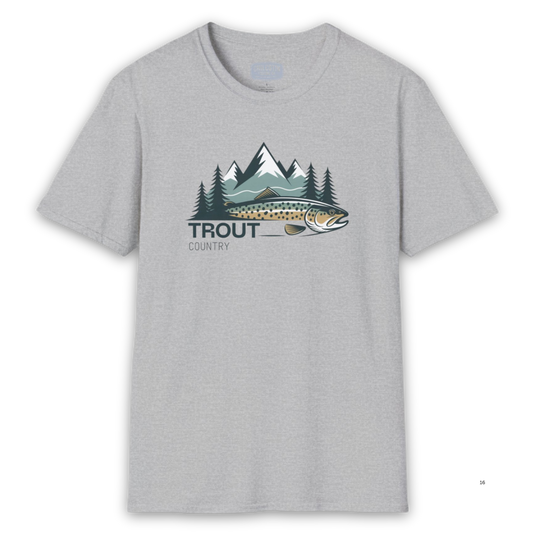 Brown Trout Country Wild Water Wild Fish T-Shirt | Rugged Outdoor Fishing Tee for Anglers