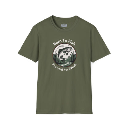 Born To Fish, Forced To Work T-Shirt – Funny Fishing Tee for Anglers