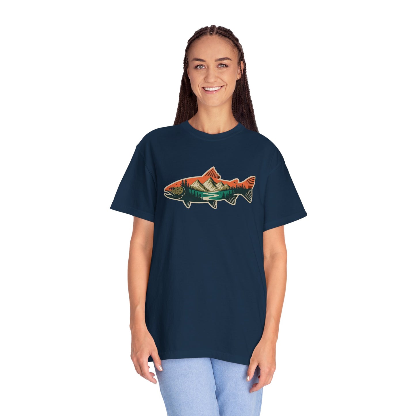 Trout Country T-Shirt — Mountain Sunrise Fish Graphic Tee
