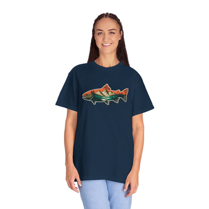 Trout Country T-Shirt — Mountain Sunrise Fish Graphic Tee