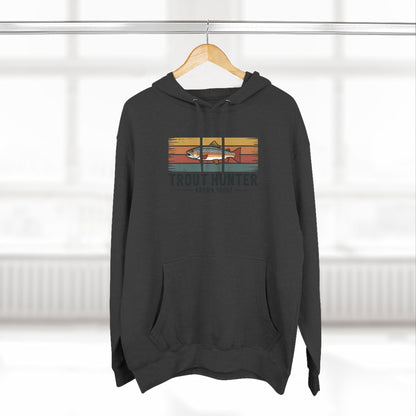 Trout Hunter Brown Trout Hoodie – Retro Stripes Fishing Hoodie for Anglers