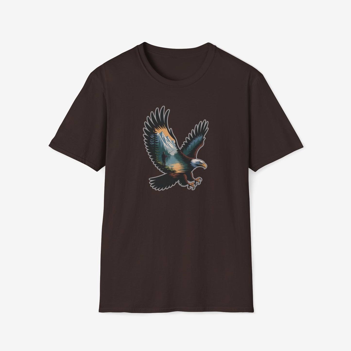 Eagle Trout Hunter Graphic Tee, Fishing Shirt, Unisex Softstyle T-Shirt, Gift for Anglers, Fishing Enthusiast Apparel