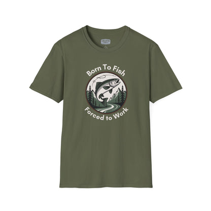 Born To Fish, Forced to Work T-Shirt | Relaxing Fishing Tee | Perfect Gift for Nature Lovers, Outdoor Enthusiasts, Father's Day, or Casual Wear