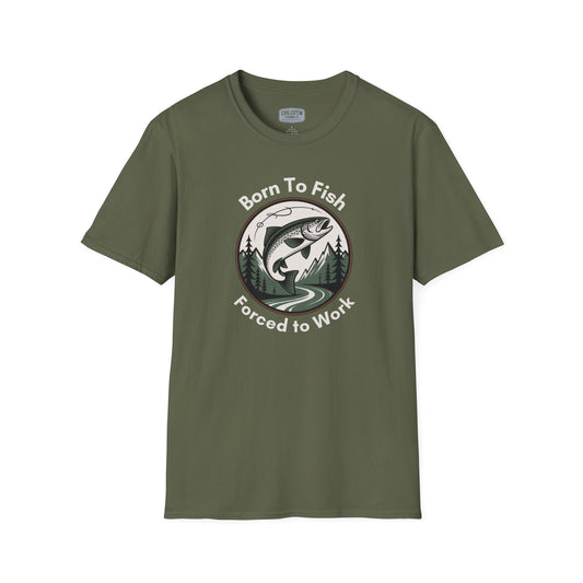 Born To Fish, Forced to Work T-Shirt | Relaxing Fishing Tee | Perfect Gift for Nature Lovers, Outdoor Enthusiasts, Father's Day, or Casual Wear