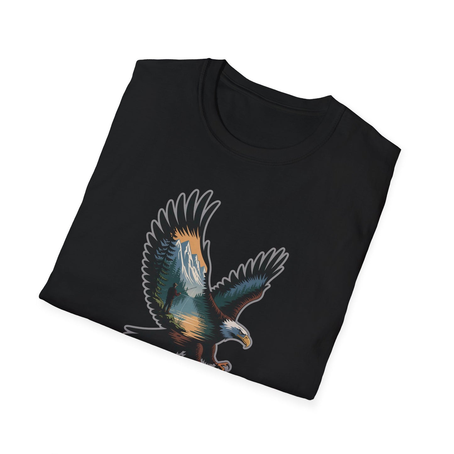 Eagle Trout Hunter Graphic Tee, Fishing Shirt, Unisex Softstyle T-Shirt, Gift for Anglers, Fishing Enthusiast Apparel