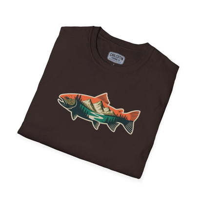 Trout Outline Mountain River T-Shirt – Outdoor Fishing Apparel