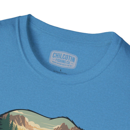 Grizzly Fall Scene Fishing T-Shirt | Rugged Outdoor Tee for Backcountry Anglers