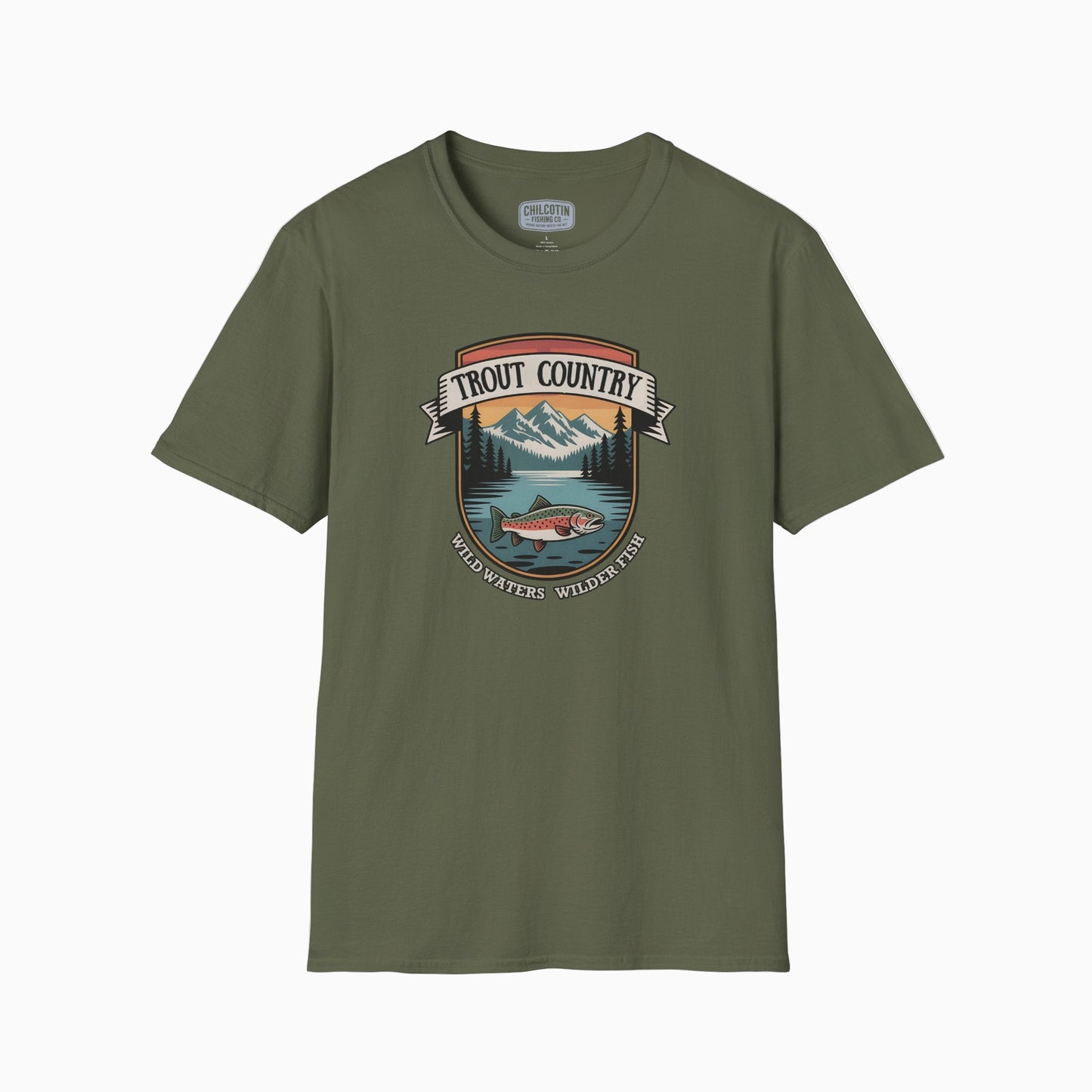 Trout Country wild Waters Wilder Fish Badge T-Shirt