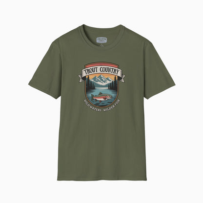 Trout Country wild Waters Wilder Fish Badge T-Shirt