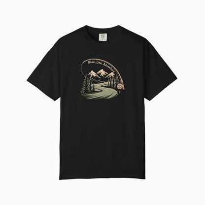 Adventure Road T-Shirt — Scenic Mountains & Trees Design (Home, Love, Adventure)