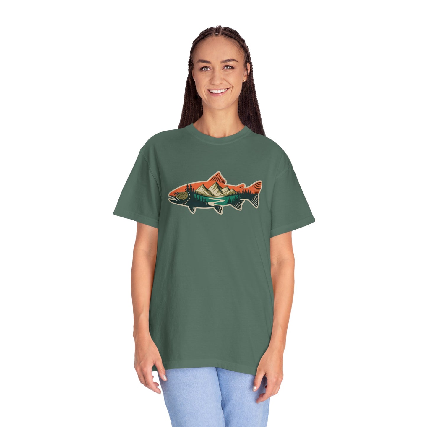 Trout Country T-Shirt — Mountain Sunrise Fish Graphic Tee
