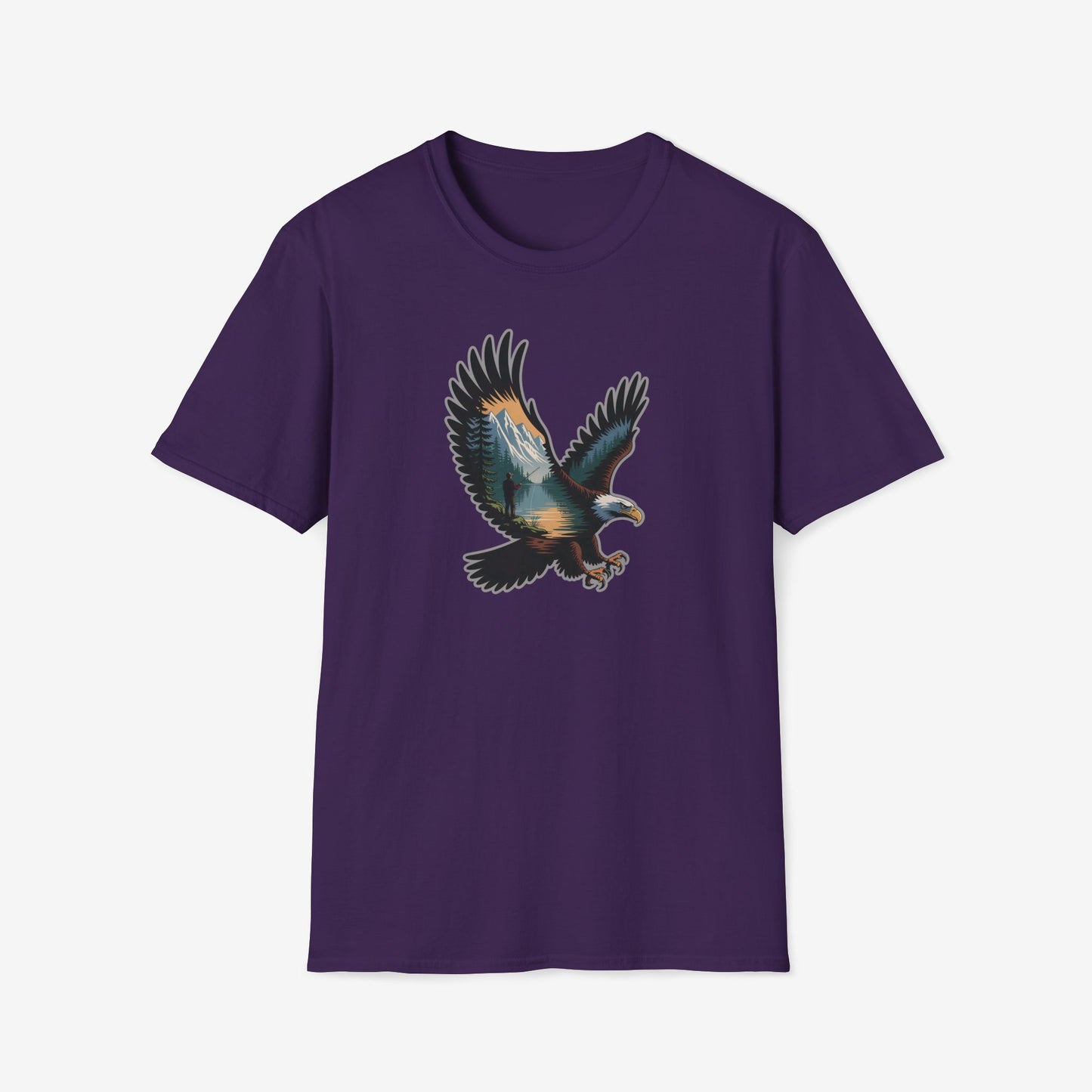 Eagle Trout Hunter Graphic Tee, Fishing Shirt, Unisex Softstyle T-Shirt, Gift for Anglers, Fishing Enthusiast Apparel