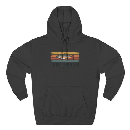 Trout Hunter Brown Trout Hoodie – Retro Stripes Fishing Hoodie for Anglers