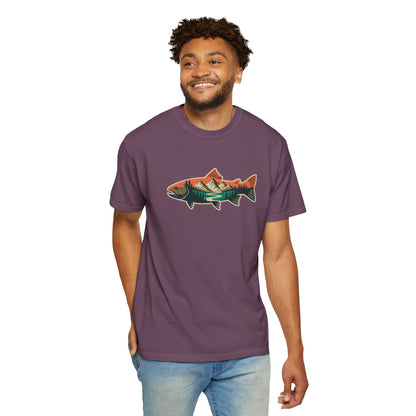 Trout Country T-Shirt — Mountain Sunrise Fish Graphic Tee