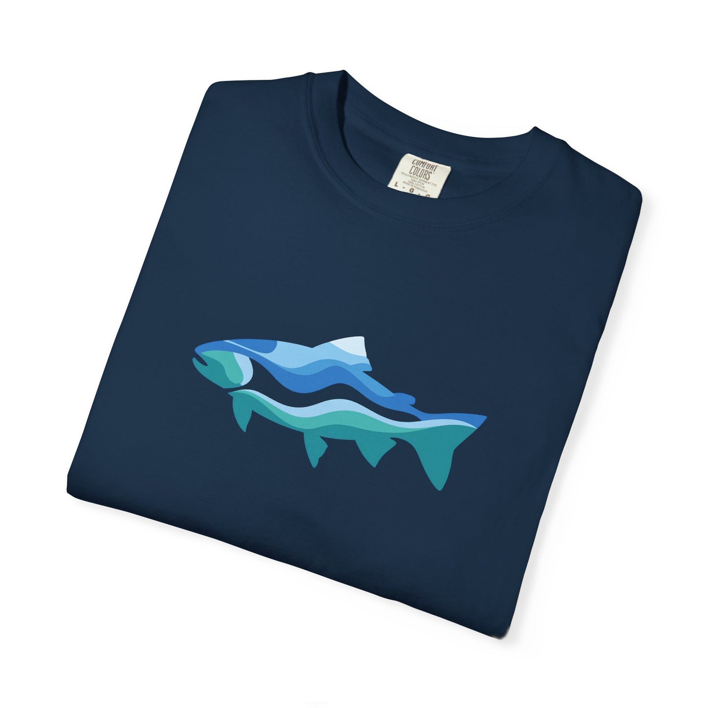 Ocean Wave Fish T-Shirt — Abstract Blue Fish Graphic Tee
