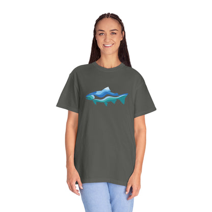 Ocean Wave Fish T-Shirt — Abstract Blue Fish Graphic Tee