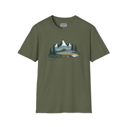 Brown Trout Country Wild Water Wild Fish T-Shirt | Rugged Outdoor Fishing Tee for Anglers