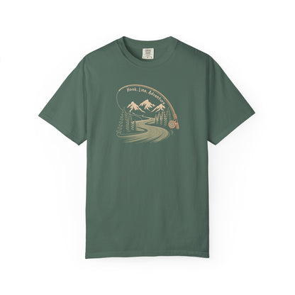 Adventure Road T-Shirt — Scenic Mountains & Trees Design (Home, Love, Adventure)