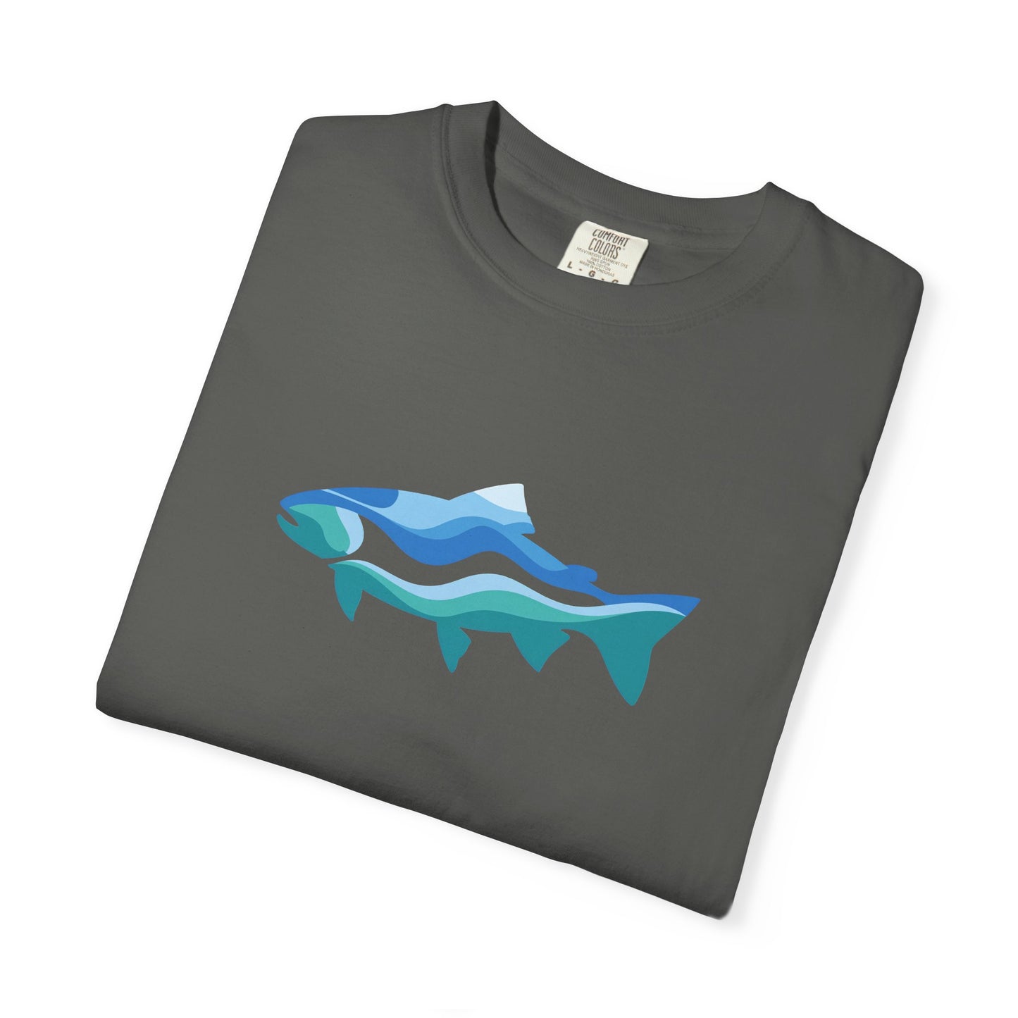 Ocean Wave Fish T-Shirt — Abstract Blue Fish Graphic Tee