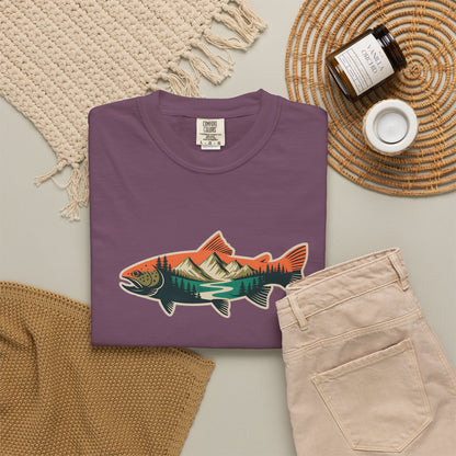 Trout Country T-Shirt — Mountain Sunrise Fish Graphic Tee