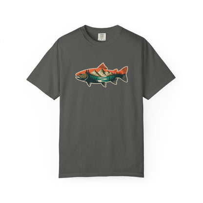 Trout Country T-Shirt — Mountain Sunrise Fish Graphic Tee