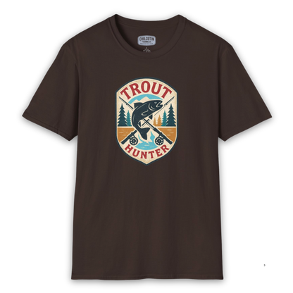 Trout Hunter Tee – Retro Fishing Shirt for Anglers & Outdoor Adventures