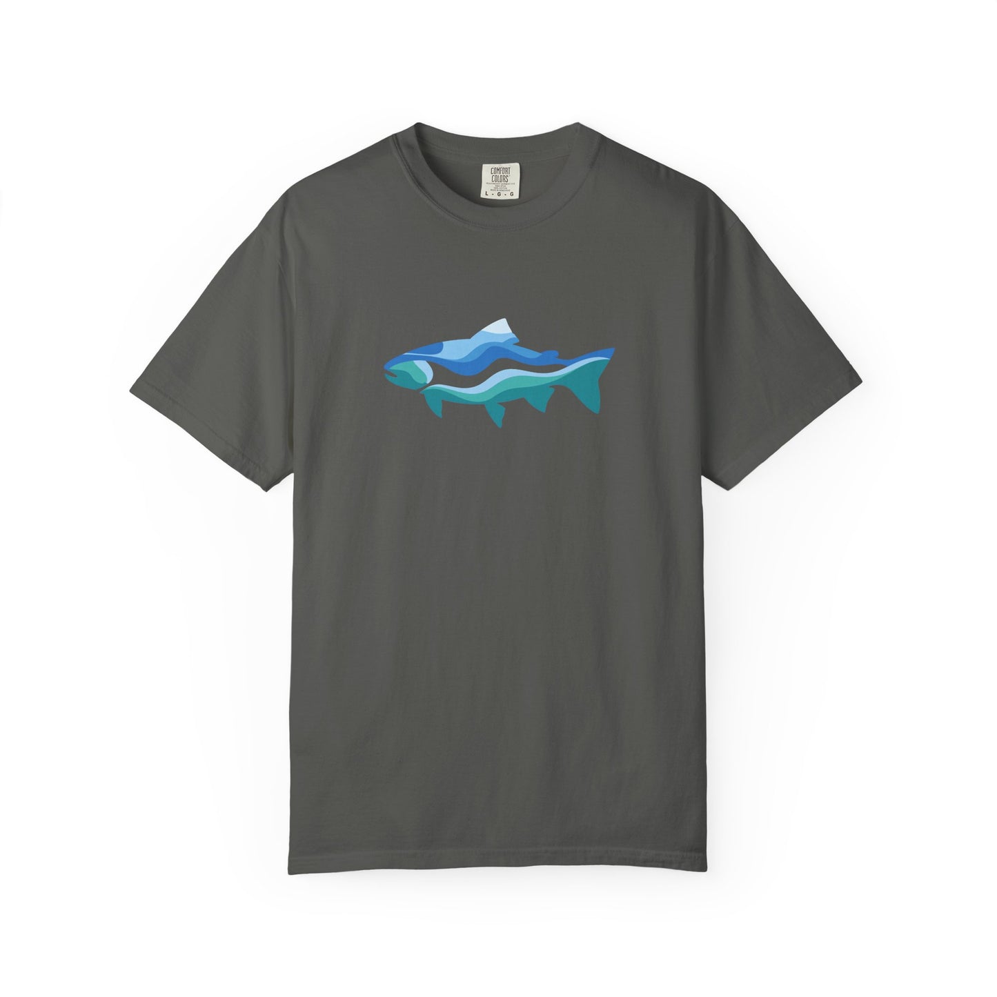 Ocean Wave Fish T-Shirt — Abstract Blue Fish Graphic Tee