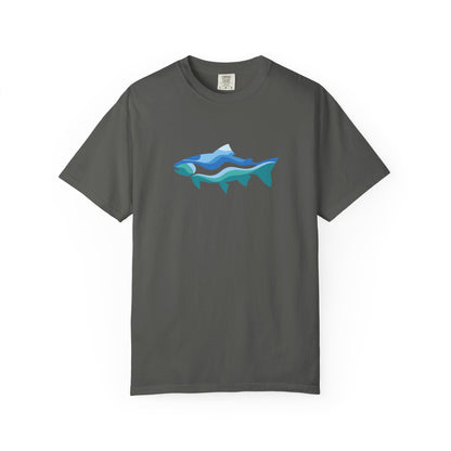 Ocean Wave Fish T-Shirt — Abstract Blue Fish Graphic Tee