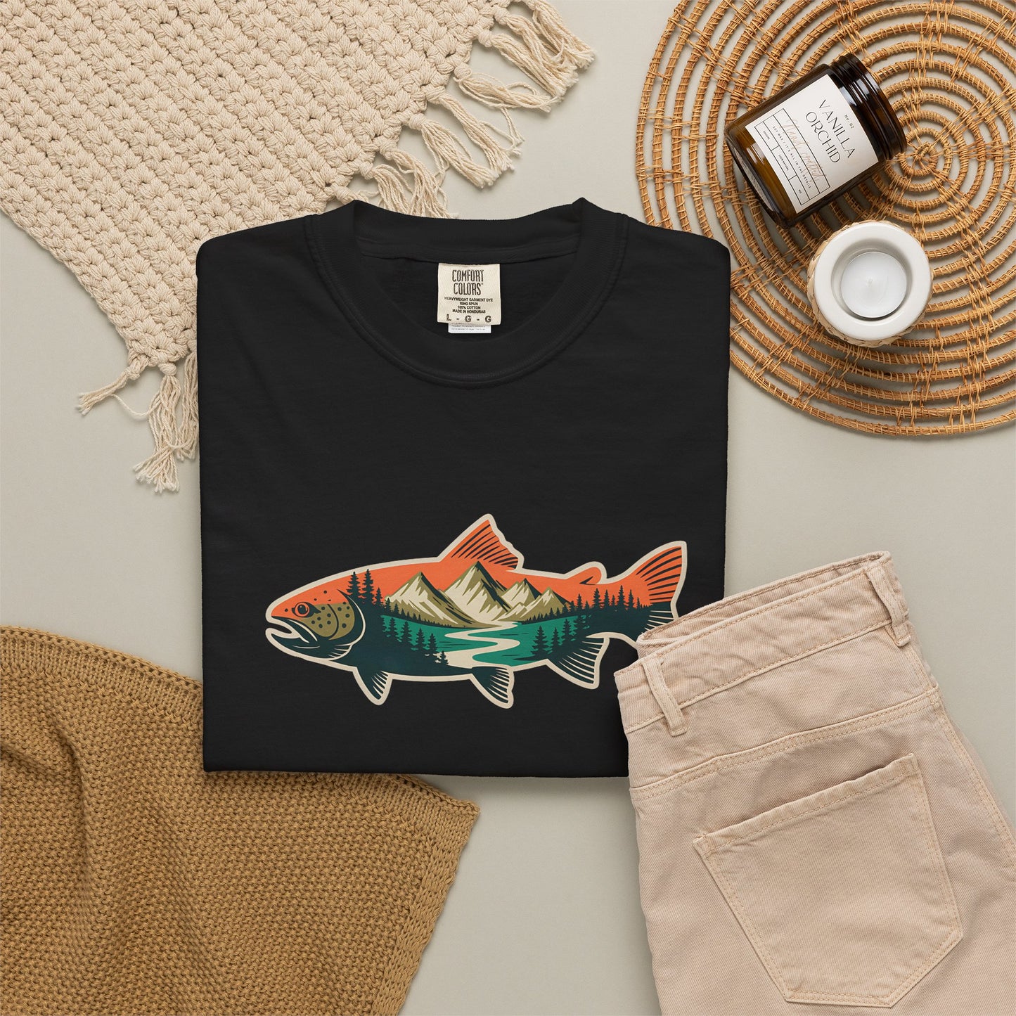 Trout Country T-Shirt — Mountain Sunrise Fish Graphic Tee