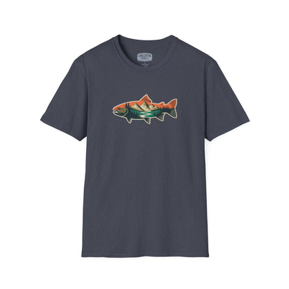 Trout Outline Mountain River T-Shirt – Outdoor Fishing Apparel