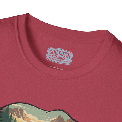 Grizzly Fall Scene Fishing T-Shirt | Rugged Outdoor Tee for Backcountry Anglers