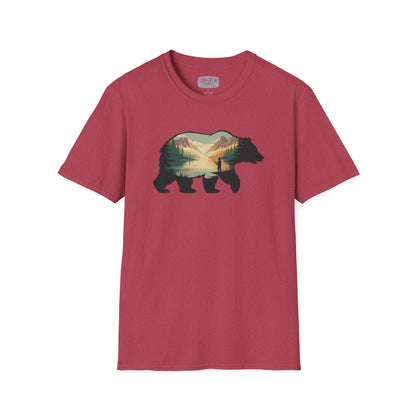 Grizzly Fall Scene Fishing T-Shirt | Rugged Outdoor Tee for Backcountry Anglers