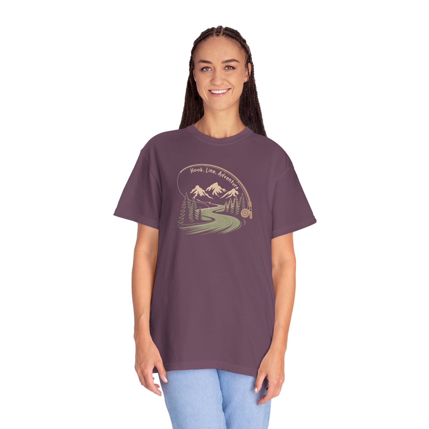 Adventure Road T-Shirt — Scenic Mountains & Trees Design (Home, Love, Adventure)