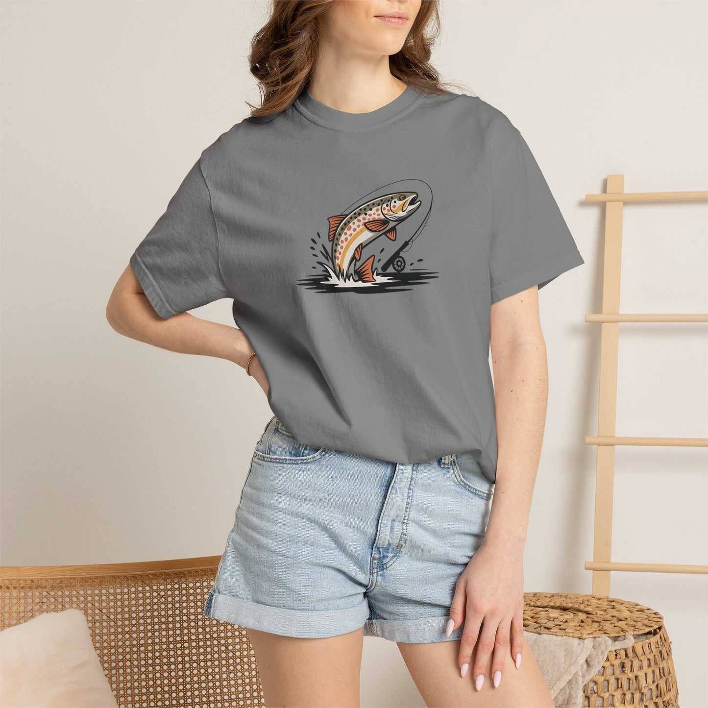Trout Leap Graphic T-Shirt — Vintage Fishing Tee for Anglers