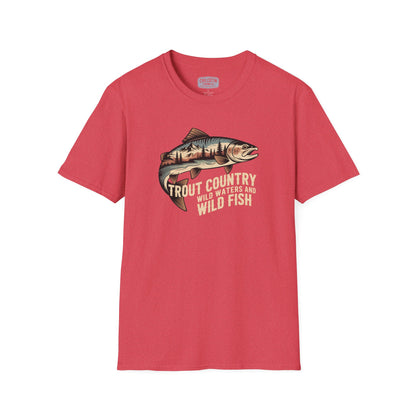 Trout Country Wild Water Wild Fishing T-Shirt | Rugged Outdoor Fishing Tee for Anglers