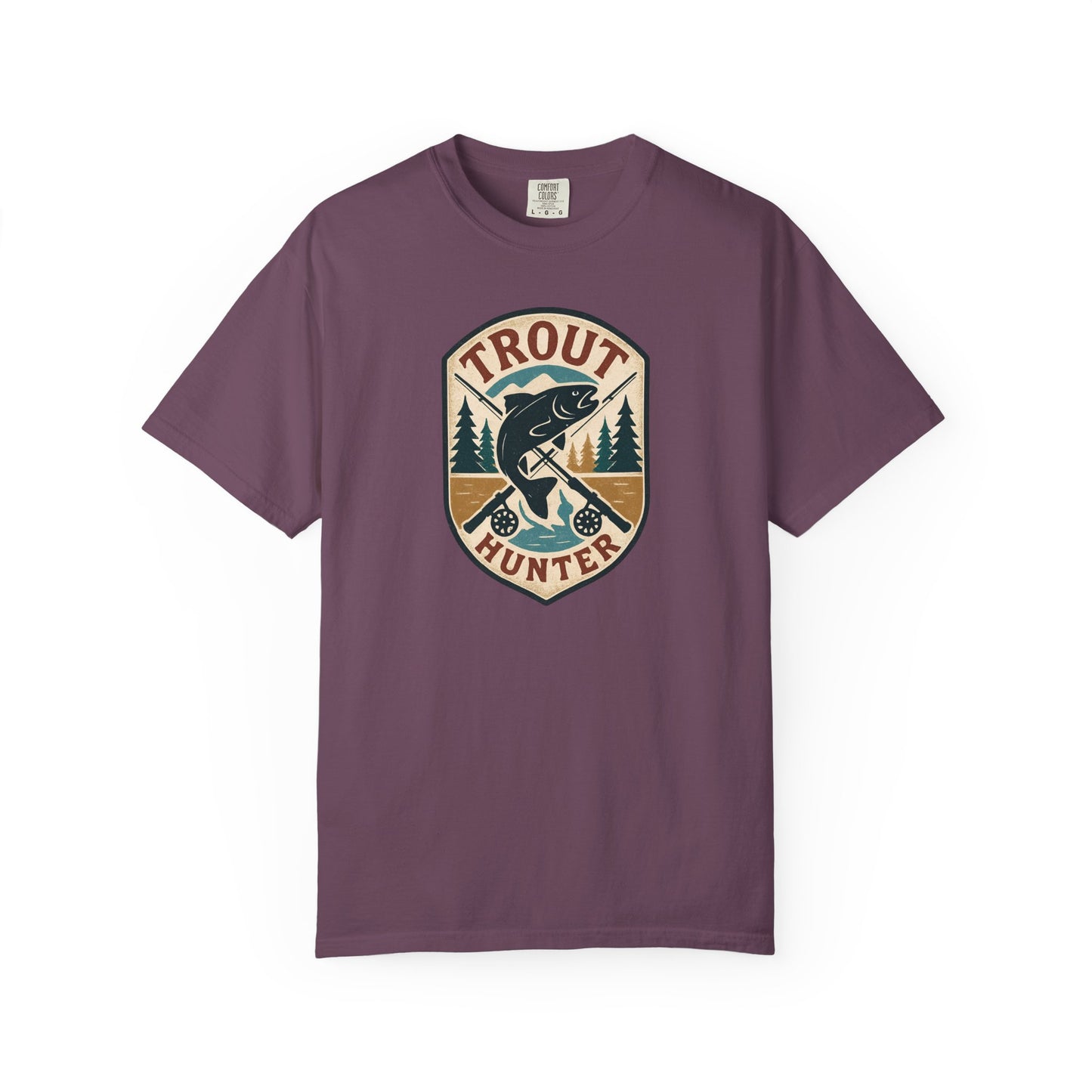 Trout Hunter T-Shirt — Vintage Fishing Badge Tee for Anglers