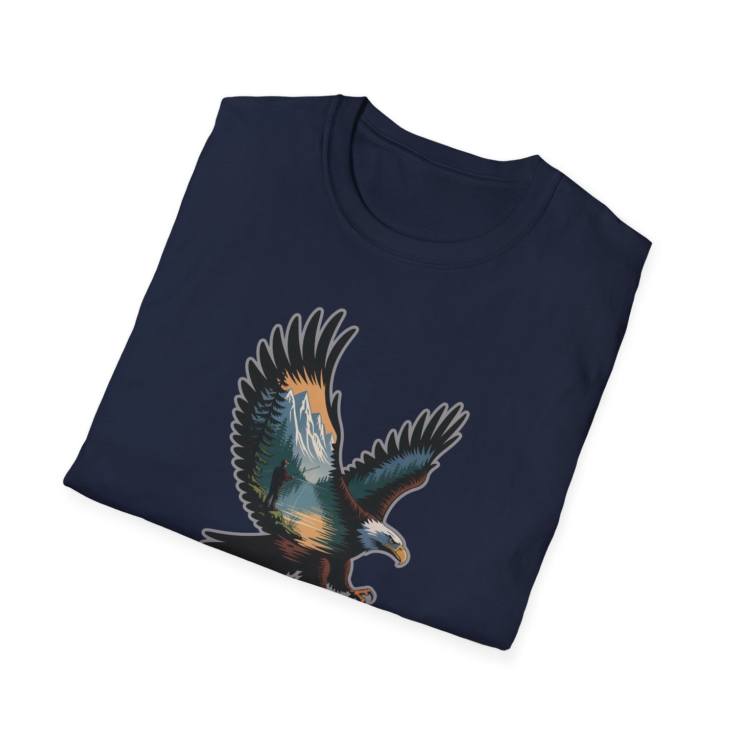 Eagle Trout Hunter Graphic Tee, Fishing Shirt, Unisex Softstyle T-Shirt, Gift for Anglers, Fishing Enthusiast Apparel