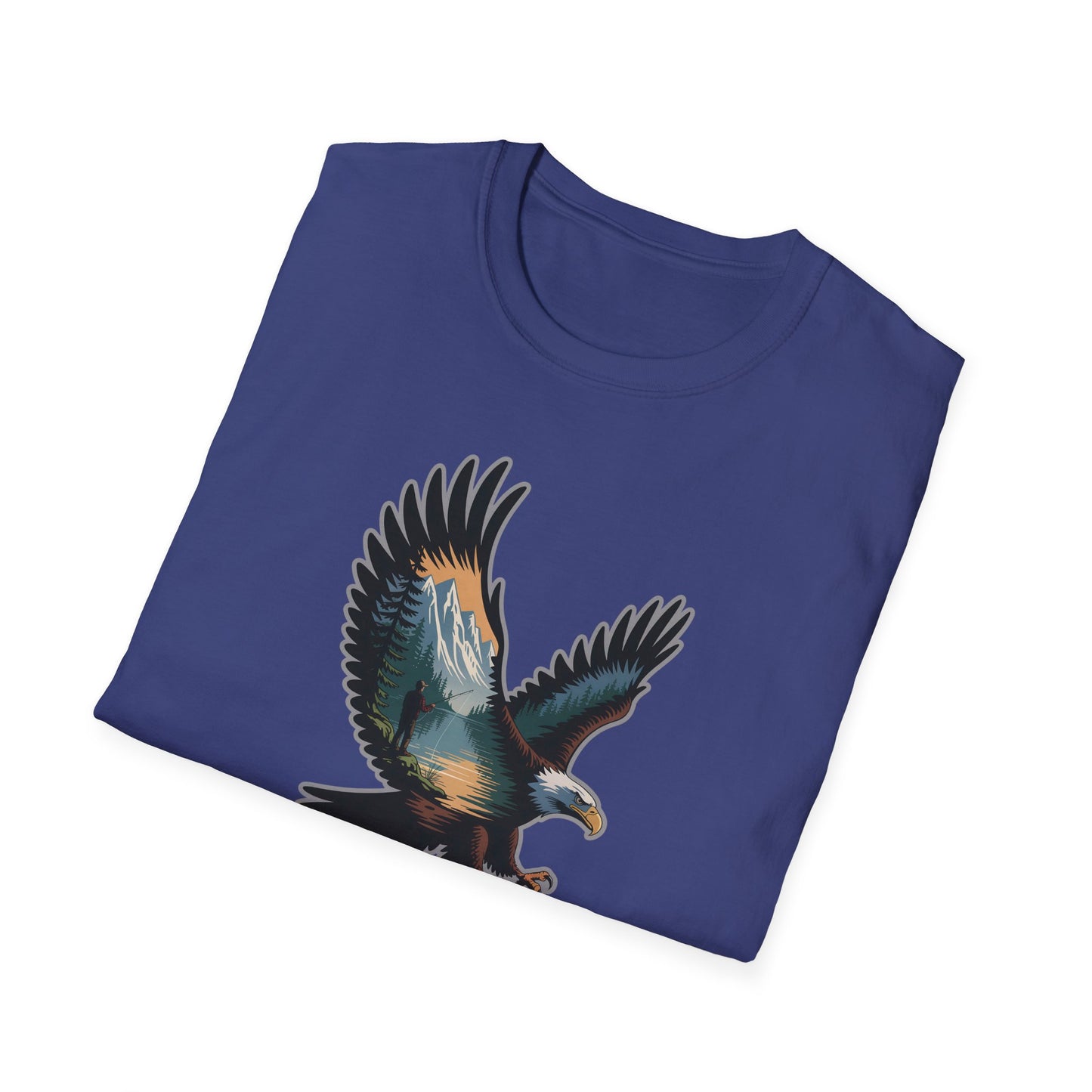 Eagle Trout Hunter Graphic Tee, Fishing Shirt, Unisex Softstyle T-Shirt, Gift for Anglers, Fishing Enthusiast Apparel