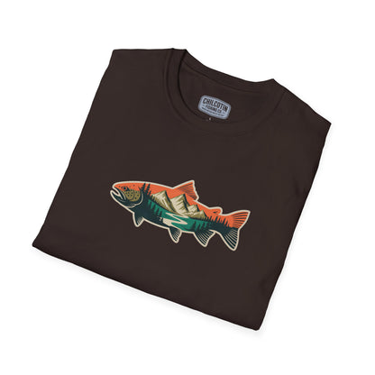 Trout Outline Mountain River T-Shirt – Outdoor Fishing Apparel