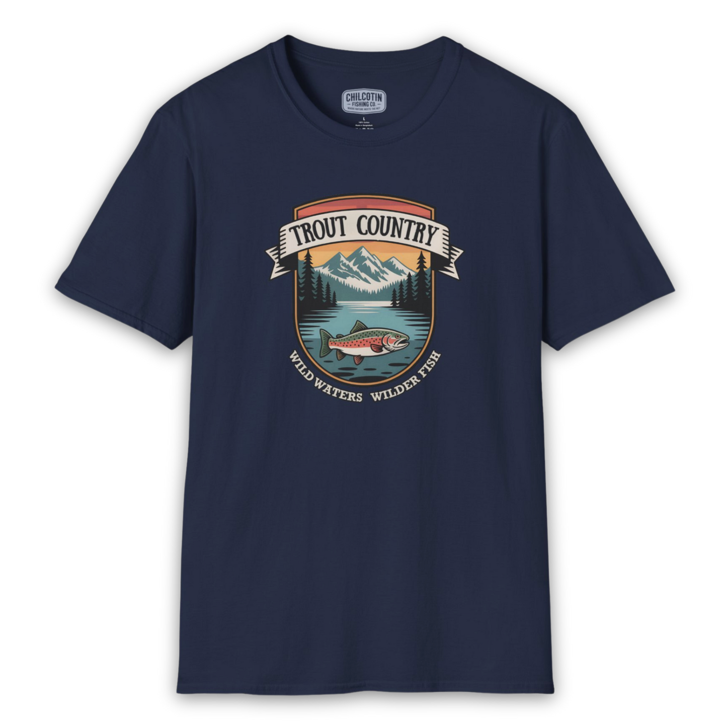 Trout Country wild Waters Wilder Fish Badge T-Shirt