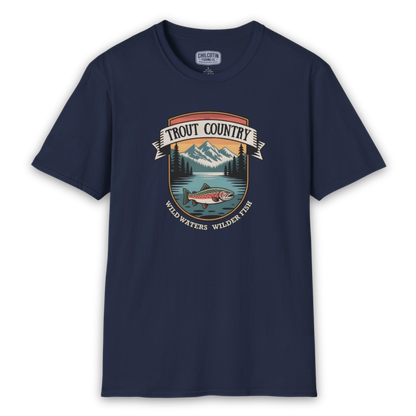 Trout Country wild Waters Wilder Fish Badge T-Shirt
