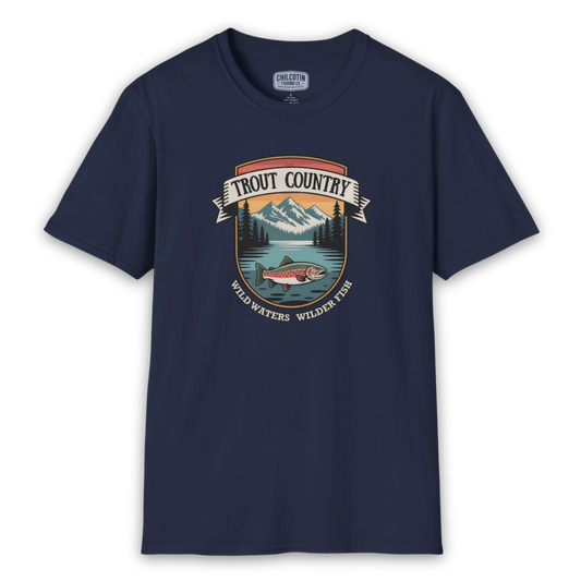 Trout Country wild Waters Wilder Fish Badge T-Shirt